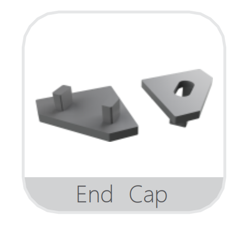 YD-2570 plastic end caps: one with cable hole for power feed-through, one closed
